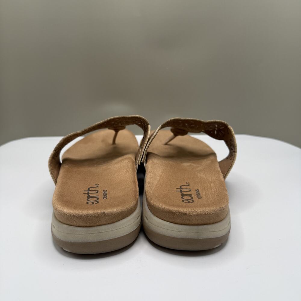 Earth Origins Beige Leather Floral Cut-Out Thong Slip On Sandals Comfort US 10M - Picture 8 of 11